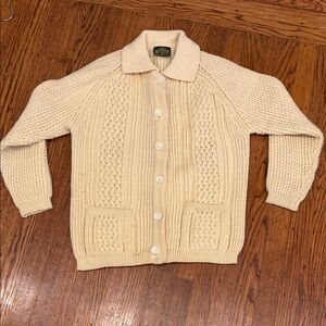 🤍 Felldale 100% Wool Fisherman Sweater – Cream – M | Classic Cozy Knit ✨